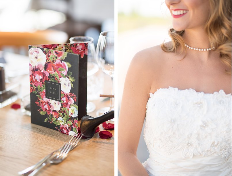 Menükarte zur Hochzeit und Braut