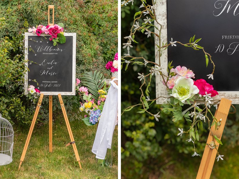 Gut sichtbar für alle Gäste ist das Schild zur Begrüßung