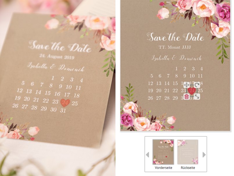 Die Save The Date Karte Als Kalenderblatt Myprintcard