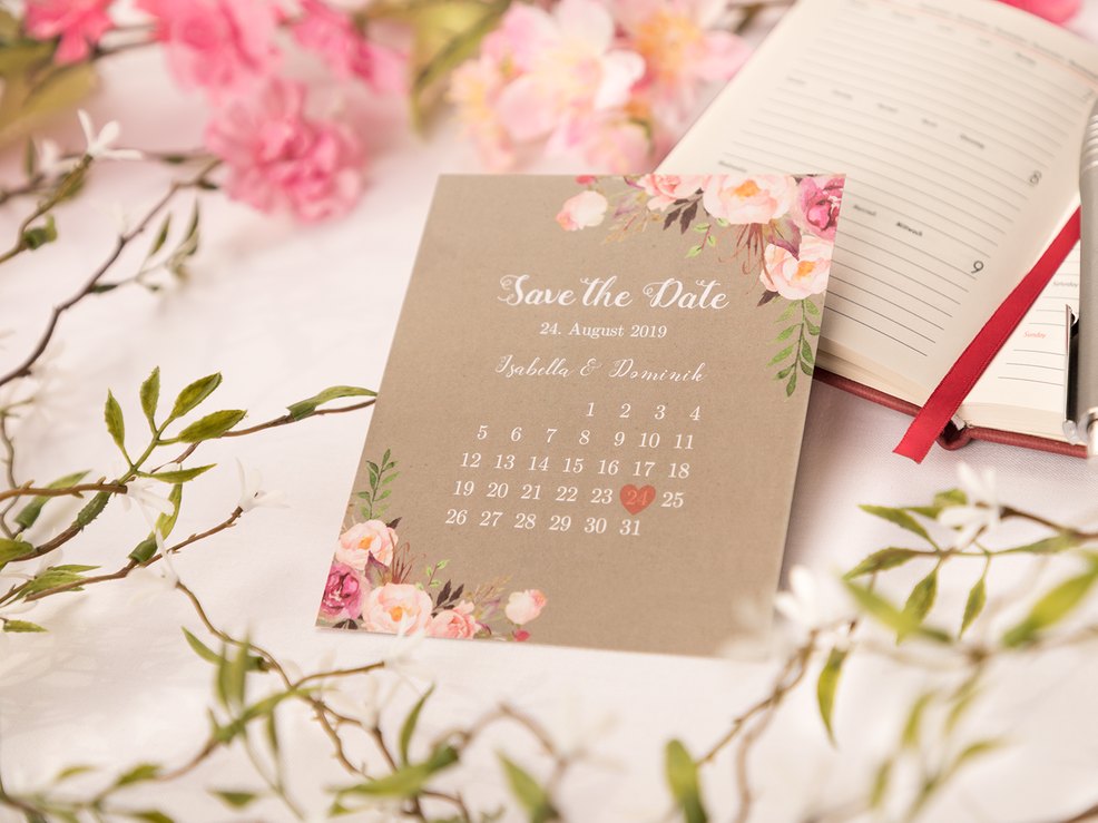 Die Save The Date Karte Als Kalenderblatt Myprintcard