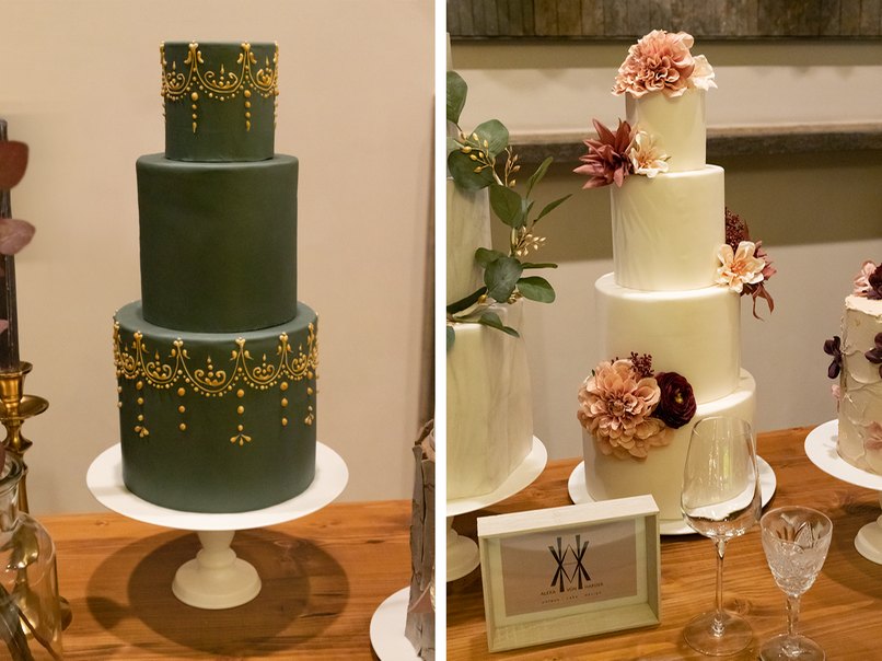 Auch bei den Hochzeitstorten kann man sich farblich austoben. Hier sind Euren Wünschen keine Grenzen gesetzt