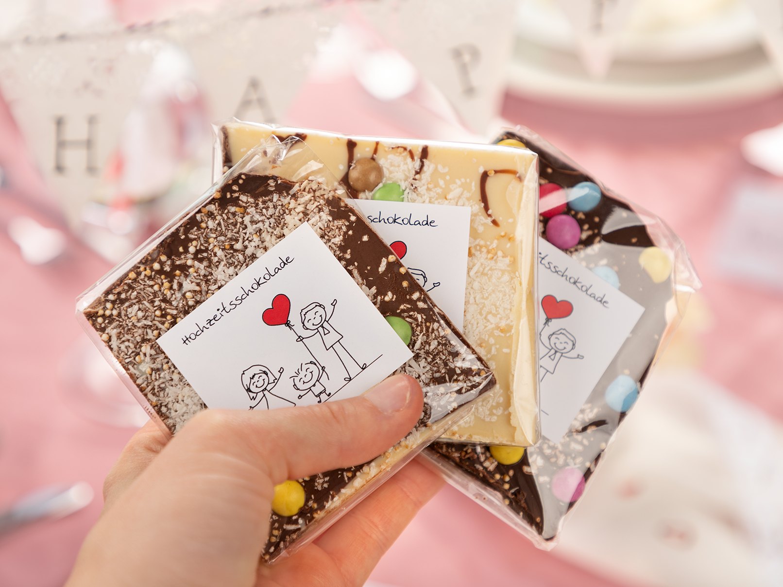 HochzeitsSchokolade als süßes Gastgeschenk zum Selbermachen myprintcard