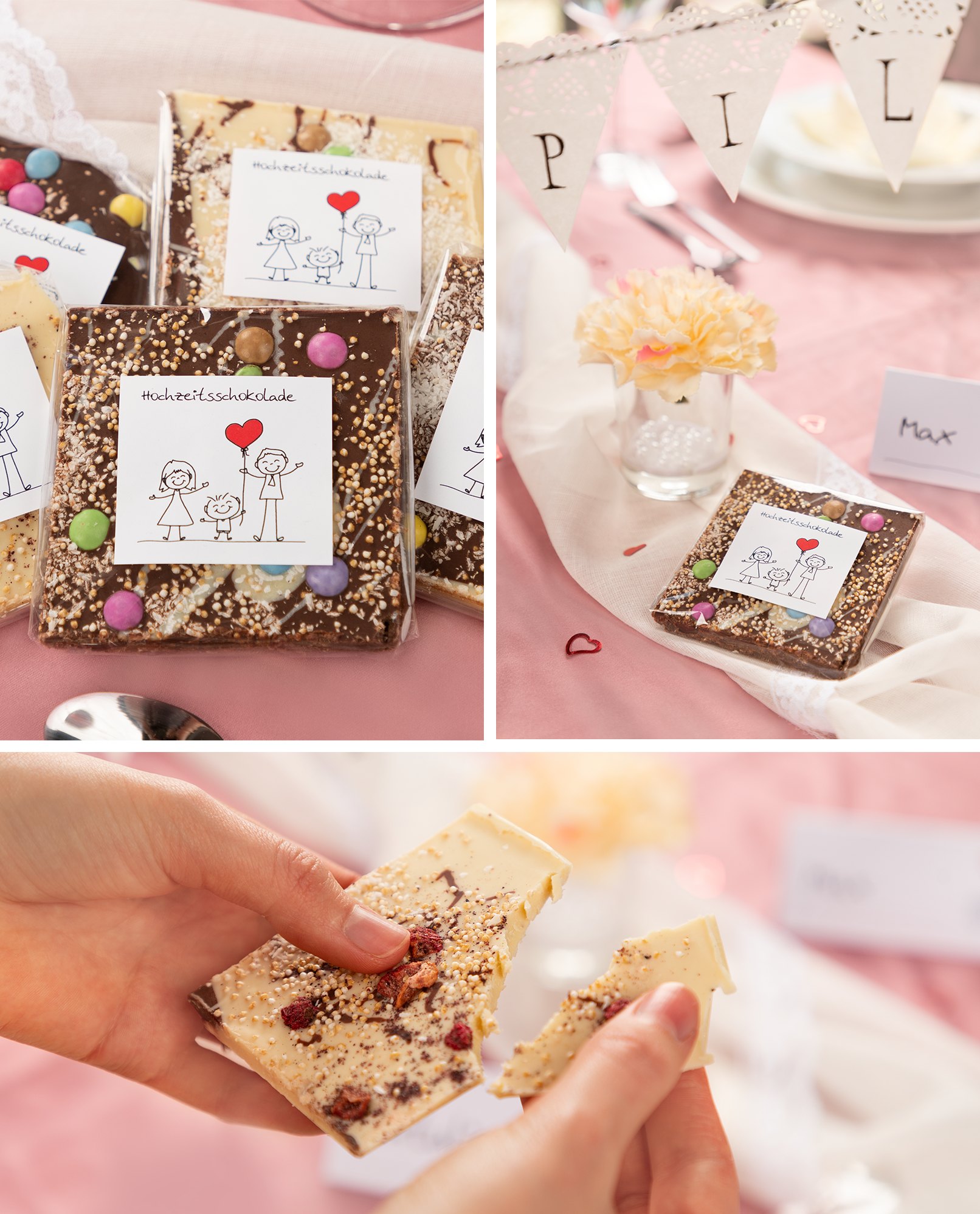 HochzeitsSchokolade als süßes Gastgeschenk zum Selbermachen myprintcard