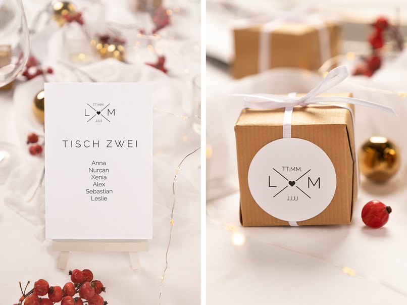 Ein Gastgeschenk wartet am Sitzplatz eines jeden Gastes