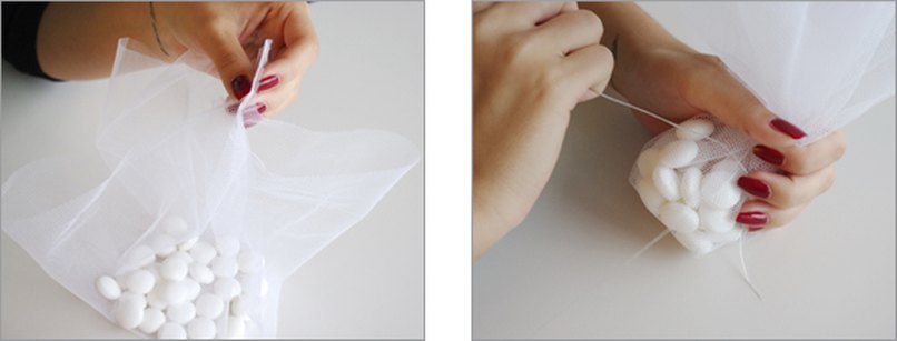 Bonboniere mit Faden verschließen