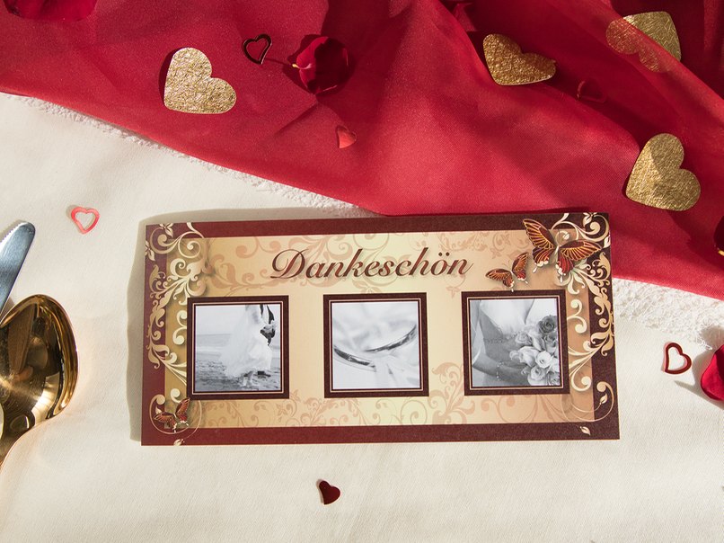 Dankeskarte für die Hochzeit mit Schmetterling