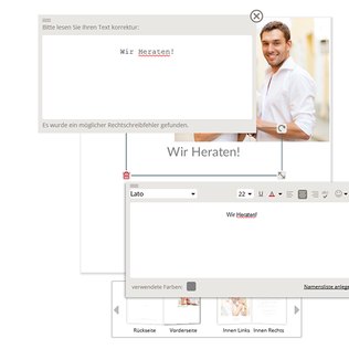 automatische Rechtschreibprüfung im Karten-Editor von myprintcard