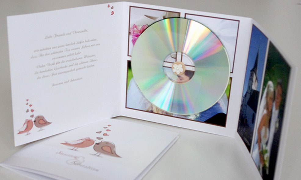 Danksagungskarte Hochzeit mit beigelegter Foto-CD