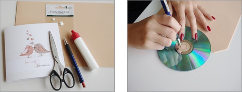 Kreise für CD-Befestigung auf Schaumgummi vorzeichnen