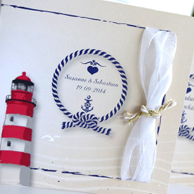 Unsere maritime Einladungskarte - ein echter Hingucker Hochzeitseinladungskarten maritim