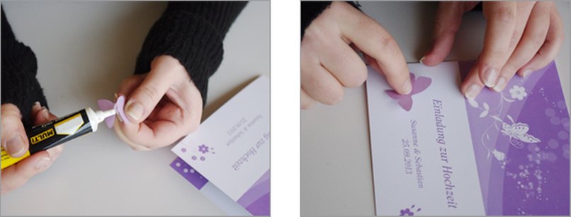 Einladungskarte Schmetterling 3D Bastelschritt 4