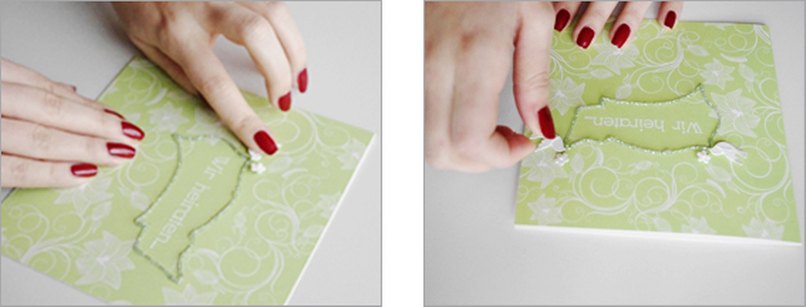 Einladungskarten mit Tauben. Schritt 3