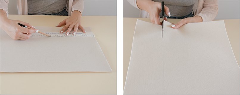 Schritt 3: Fahren Sie die ausgemessene Stelle mit einem Bleistift nach. - Schritt 4: Schneiden sie das Stück Kunstleder genau aus. Bastelanleitung 02