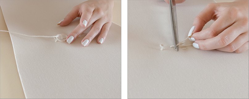 Schritt 25 & 26: Befestigen Sie nun die Schnur auf der Rückseite mit einem festen Knoten und schneiden Sie die überschüssige Schnur ab. Bastelanleitung 13