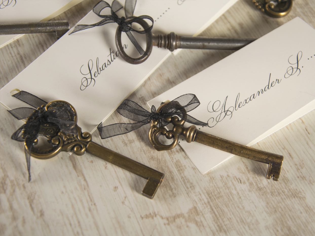 Schlüssel zum Herzen für die Tischdeko auf der Hochzeit myprintcard