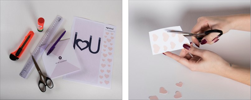 Material bereitlegen und Herzen ausschneiden.