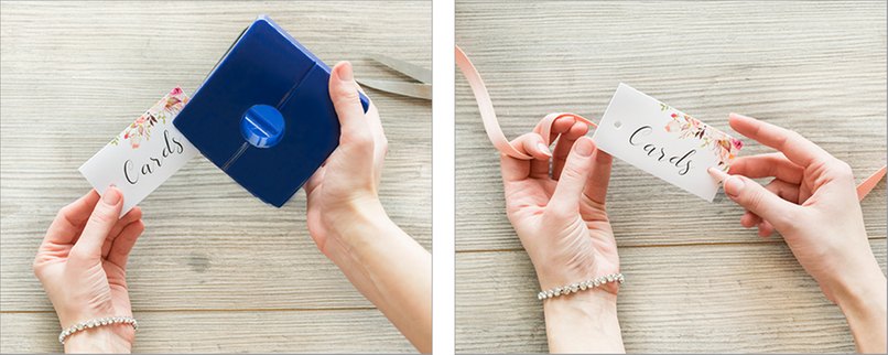 Tischkärtchen lochen und anschließend ein dünnes Band einfädeln