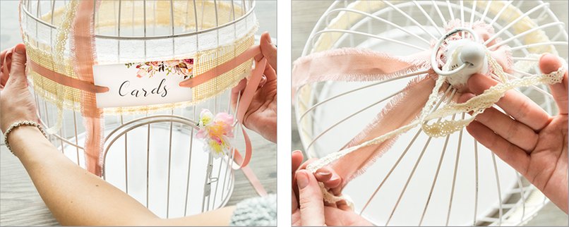 Karten am Käfig festbinden