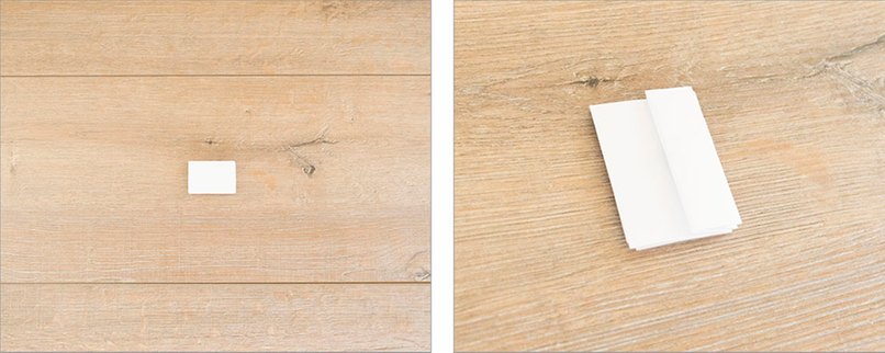 Schritt 7: dreimal falten - Schritt 8: und ein letztes Mal zur Hälfte Erneut falten. Danach die beiden Seiten zur Hälfte umklappen
