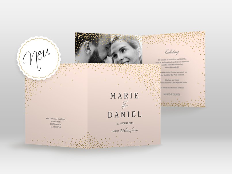 Ein Hauch von Vintage und Moderne - Das ist die Hochzeitseinladung Glitter Ein Hauch von Vintage und Moderne - Das ist die Hochzeitseinladung Glitter