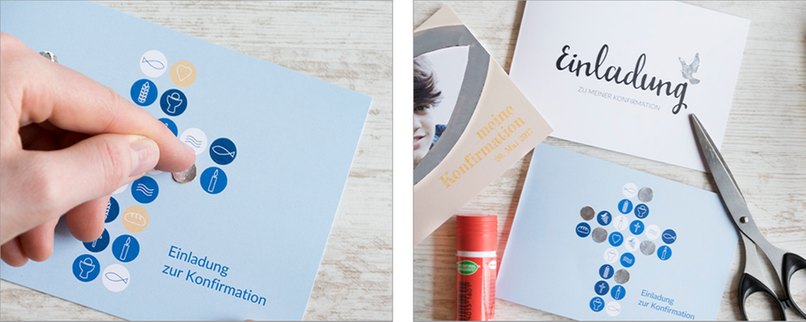 Einladungskarte mit Motiv verzieren.