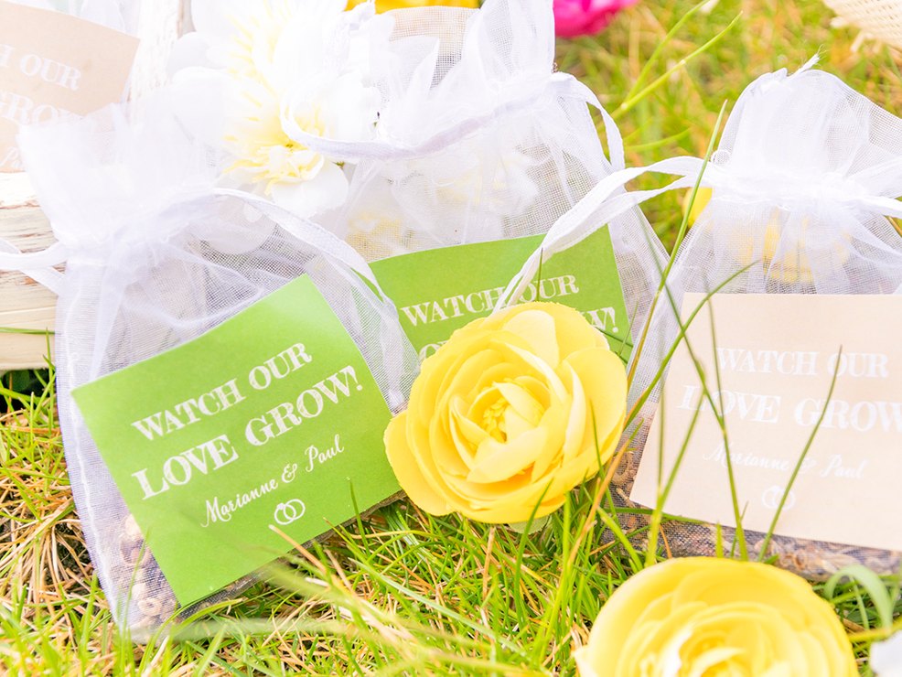 Seedbombs für die Hochzeit.