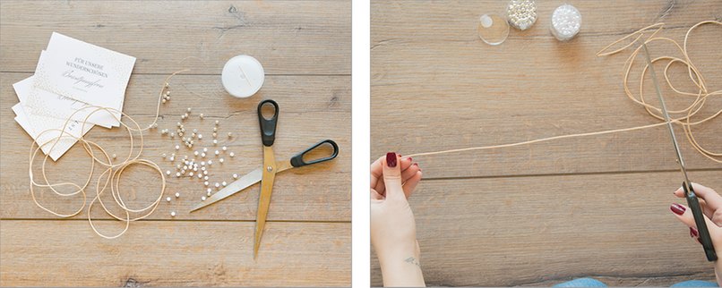 Lederband wird zurechtgeschnitten