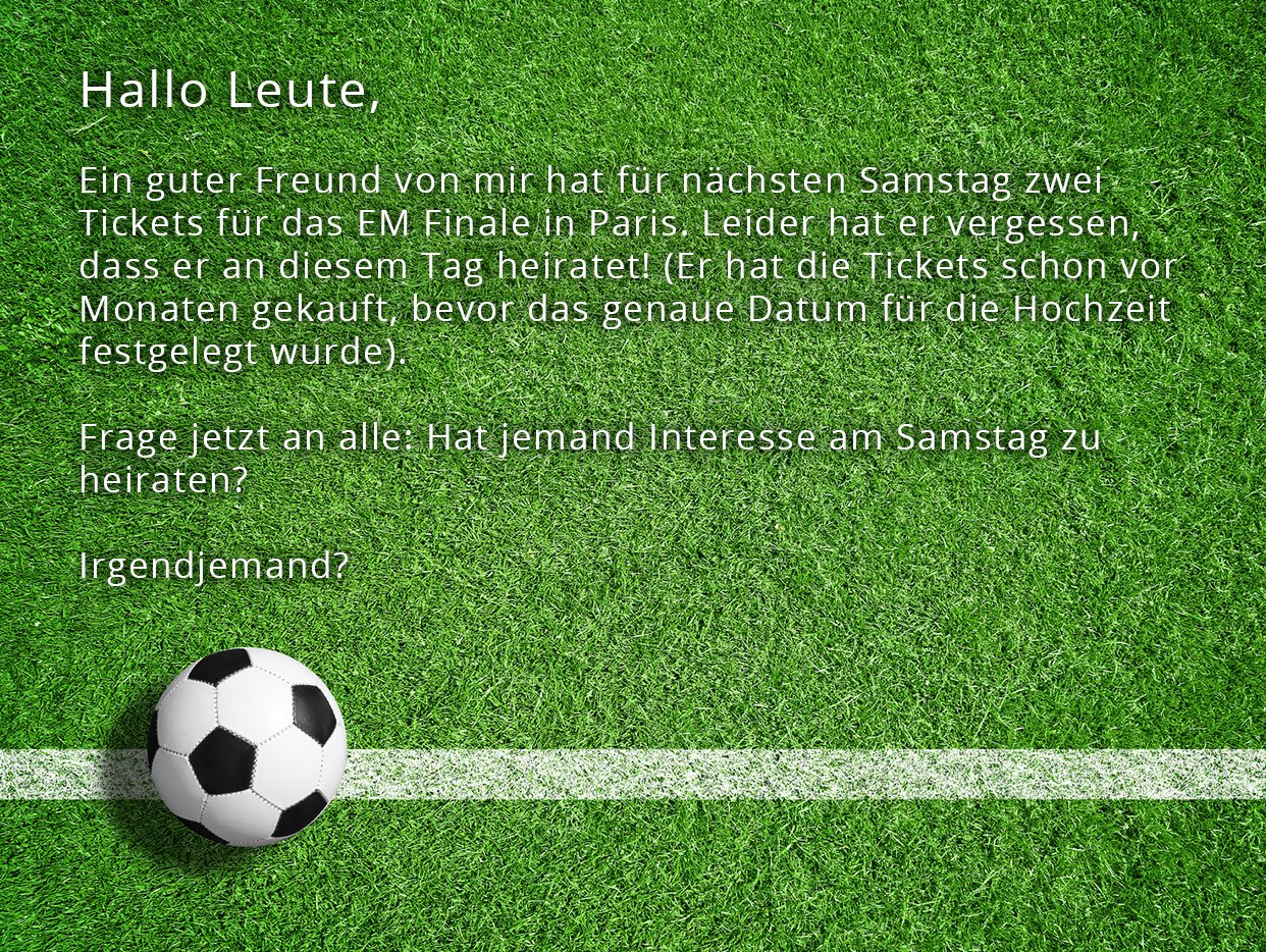 Fußballfieber und Hochzeitsfrust Was tun? myprintcard