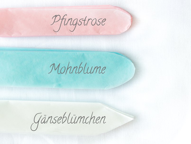 Mit unterschiedlich zugeschnittenen Enden ergeben verschiedene Blütenformen Mit unterschiedlich zugeschnittenen Enden ergeben verschiedene Blütenformen