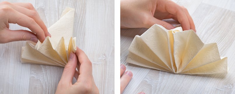 Fächer auseinanderziehen.