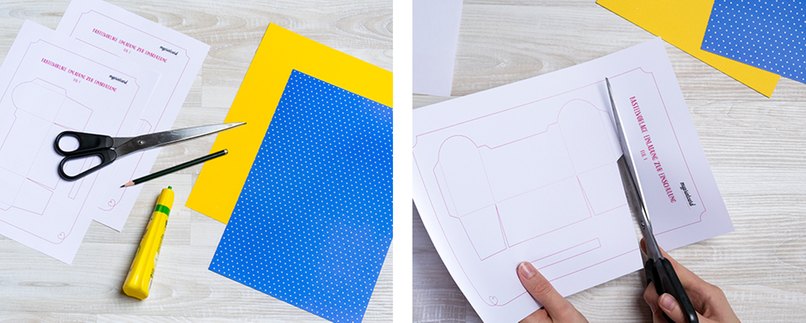 Vorlage für Geschenkverpackung in Schulranzen-Form ausschneiden