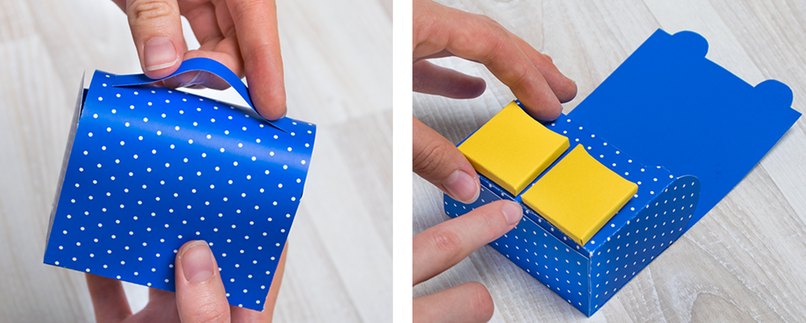 Geschenkverpackung in Schulranzen-Form mit Henkel und Taschen verzieren