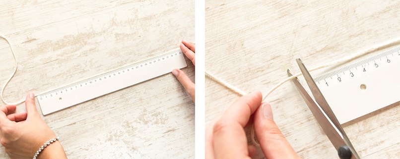 Schneidet euch von der Schnur ca. 50cm ab