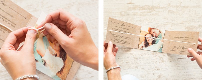 Zieht das Ende der Schnur durch die andere Öffnung und bindet einen Knoten.