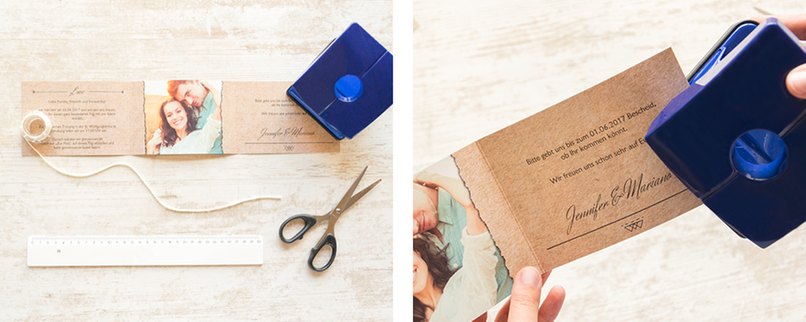 Material bereitlegen und Karte mittig an den äußeren Seiten lochen.