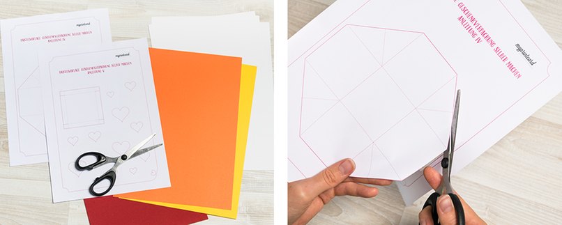 Schritt 1: Materialien bereitlegen Schritt 2: Vorlage ausschneiden Materialien bereitlegen und Vorlage ausschneiden.