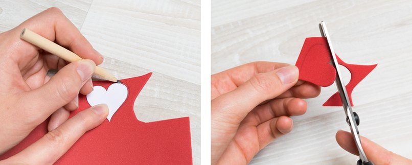 Schritt 13 und 14: mit ausgeschnittenen Herzen kann die Box verziert werden Mit ausgeschnittenen Herzen kann die Box verziert werden.