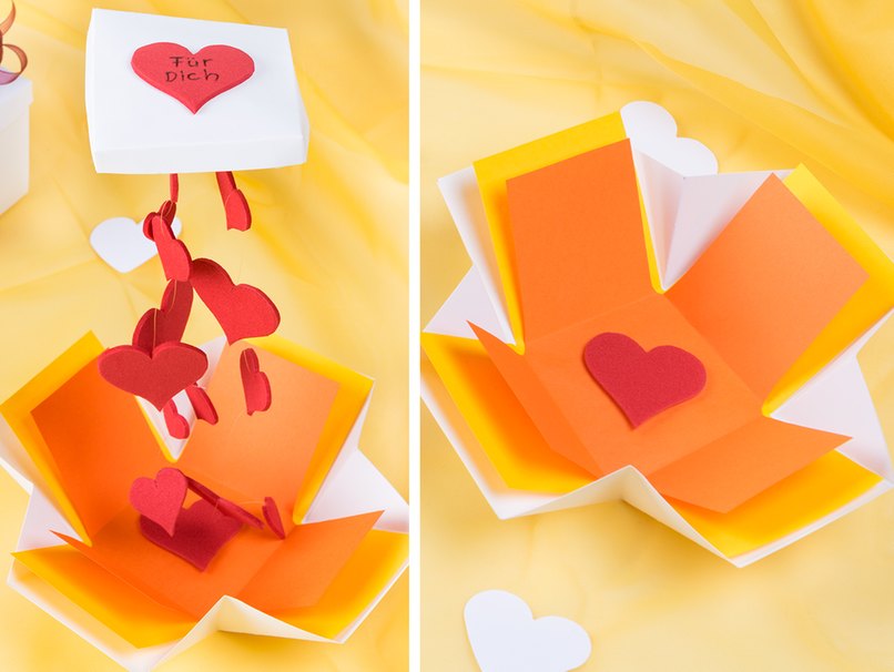 Eine Box voller Liebe: Herzen verzieren unsere Exploding Box Unsere Exploding Box in Aktion