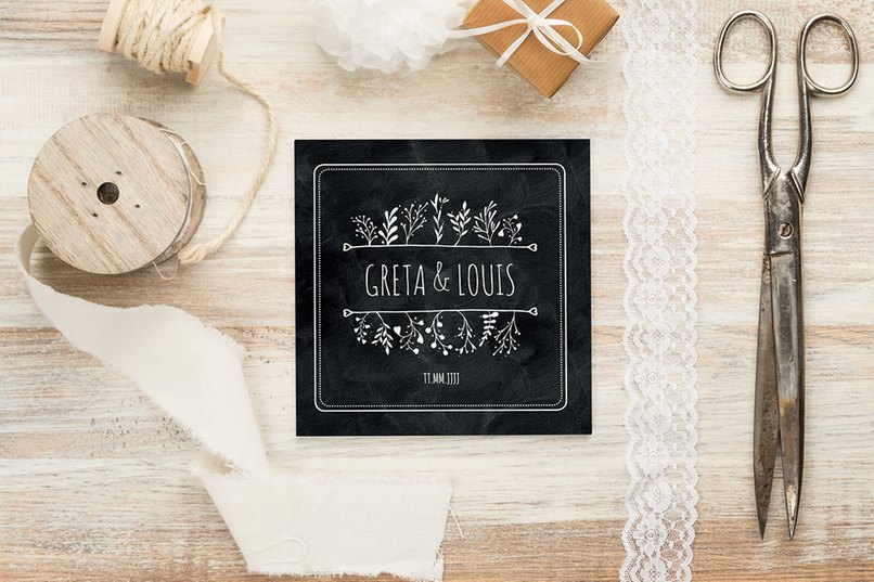 Hochzeitseinladung im Schiefertafel-Look