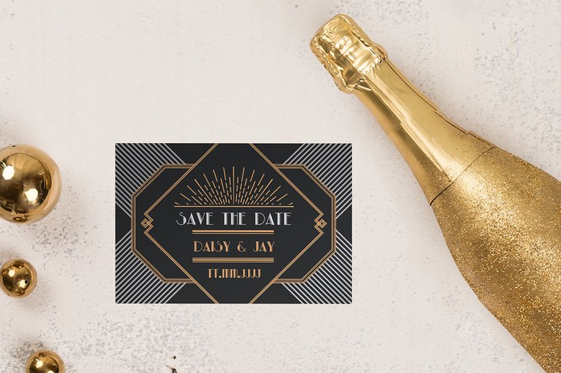 Save the Date Karte im Gatsby-Look