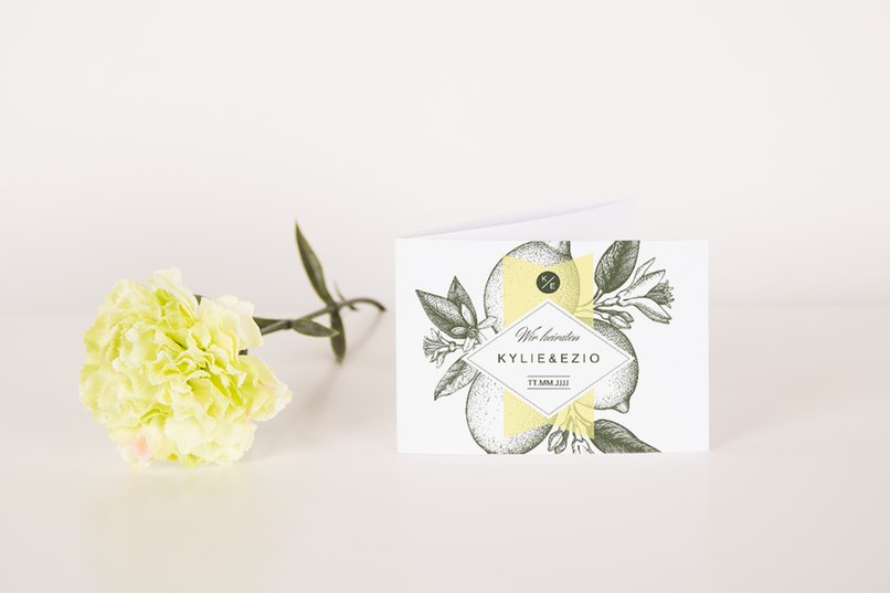 Sizilianisches Flair bei der Hochzeitskarte im Vintage-Look.