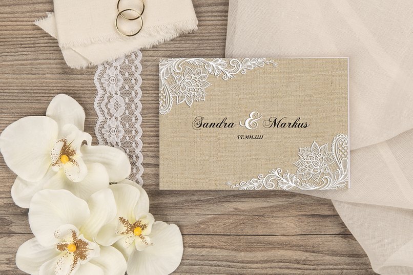 Hochzeitskarte im Spitzen-Look