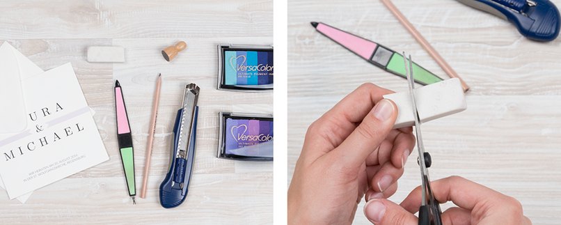 Wir schneiden uns von einem weichen Radiergummi ein Stück ab ... Wir schneiden uns von einem weichen Radiergummi ein Stück ab ...