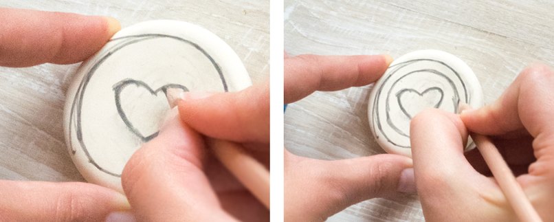 In das Innere des Kreises malen wir nun ein Herz und zeichnen einen weiteren Kreis darum. In das Innere des Kreises malen wir nun ein Herz und zeichnen einen weiteren Kreis darum.