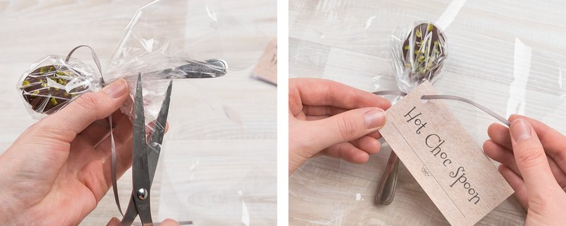 Schritt 7 und 8 - Löffel verpacken und Kärtchen anbringen