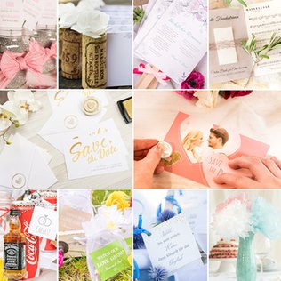 Die besten Bastelideen für die Hochzeit. Collage. Die besten Bastelideen für die Hochzeit. Collage.