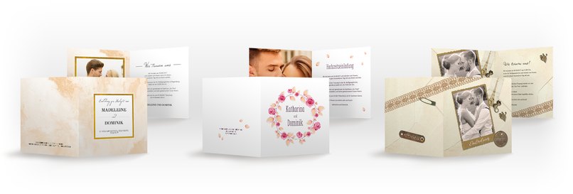 Ebenso wie Marble-Effekte, Vintage-Karten und Blumenkränze als Motiv