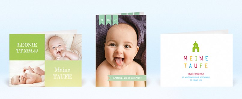 Auch mit Taufeinladungen ladet Ihr stilvoll zur Traufe ein