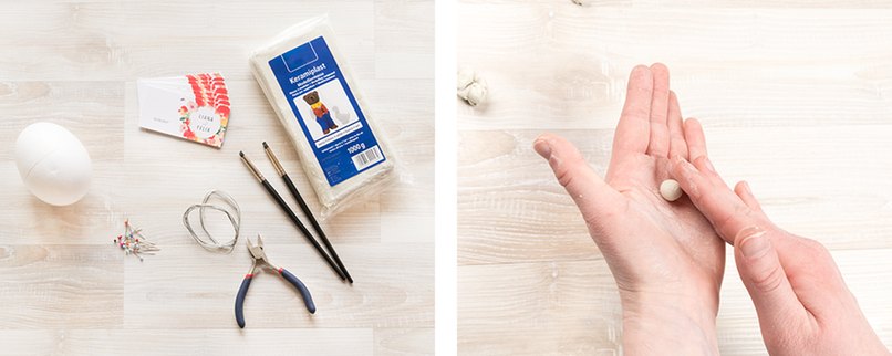 Keramiplast zu einer Kugel formen