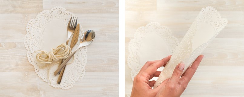 Tortenspitze zu einer Tülle aufrollen.